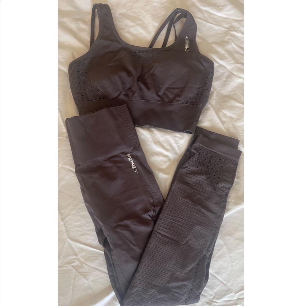 Gymshark Energy+ seamless crop top & legging set, size AM, slate lavender color